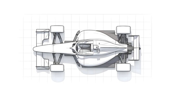 Overhead View of Sleek Open-Wheel Racing Car with Aerodynamic Body and Exposed Cockpit