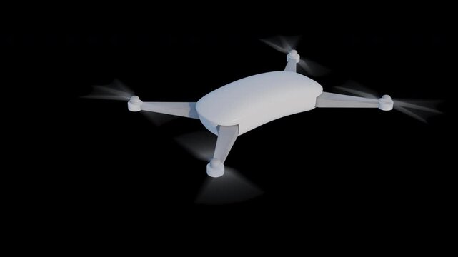 Cinematic White Drone Propellers Spinning on Alpha Channel Asset. 4K