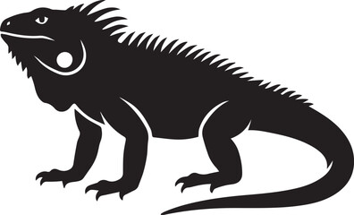 Obraz premium Black silhouette of a chameleon lizard, reptile vector art, animal head, animal body
