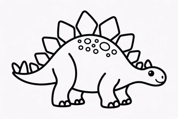 Fototapeta premium Cute Stegosaurus Outline Drawing for Kids Coloring Page