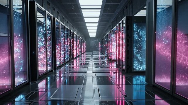 Futuristic Data Center with Bright Visuals and High-tech Design