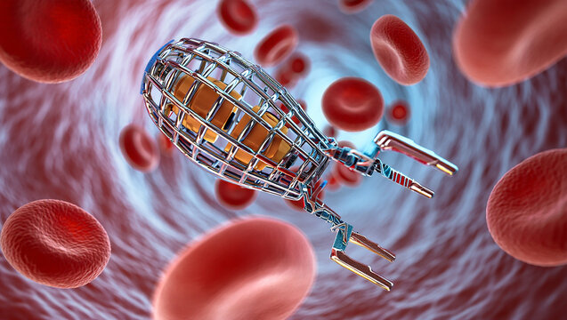 A medical device designed to capture and remove blood clots from a vein or artery