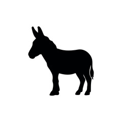 Fototapeta premium Donkey Facing Right silhouette icon vector illustration on white background