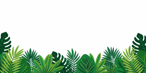 Tropical leaves and foliage create a vibrant decorative border design © Bijoy