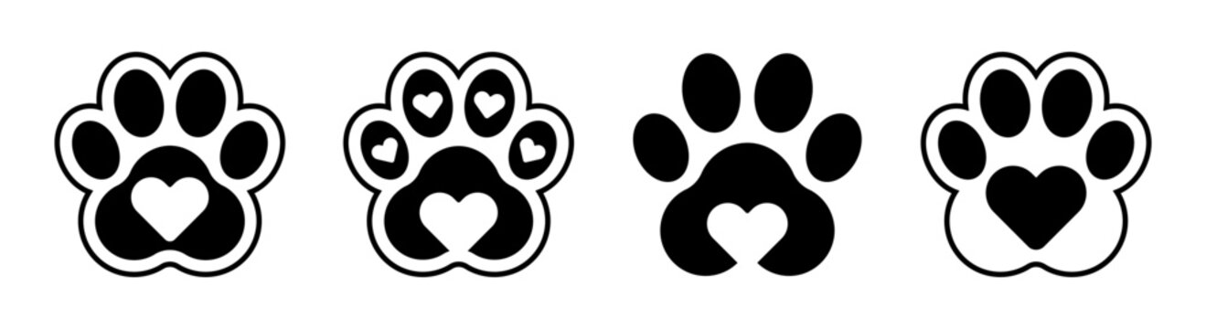 Love Heart Animal Paw Print icon Isolated on Transparent background Vector
