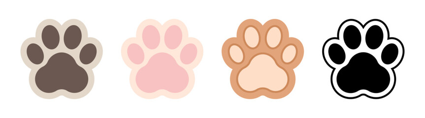 Sweet Animal Paw Print Color Vector illustrations Set on Transparent white background © MR Vector