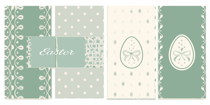 A collection of pastel green and beige patterned easter background designs