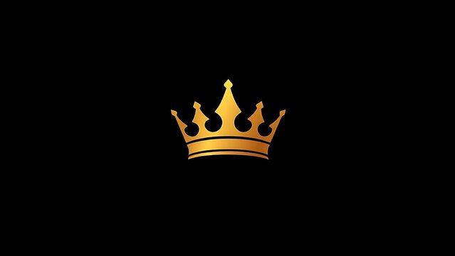 couter. Massive golden crown icon centered on a pure black background. event programs, museum guides, designed for cultural heritage projects and event programs, elevates cultural identity.