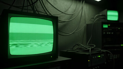 Fototapeta premium Surveillance Monitor Glitch Dark Technology Concept