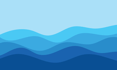 Fototapeta premium Abstract blue wave background. Layered ocean water waves. Modern fluid wave design. Minimal sea wave backdrop