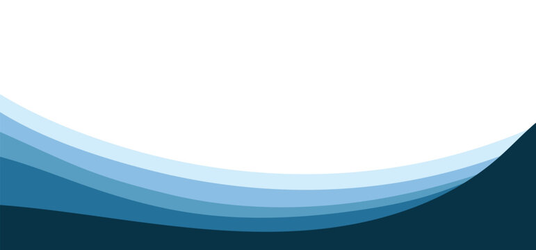 Abstract blue layered wave background. Minimal curved shape design. Modern gradient layer backdrop. Clean geometric wave illustration