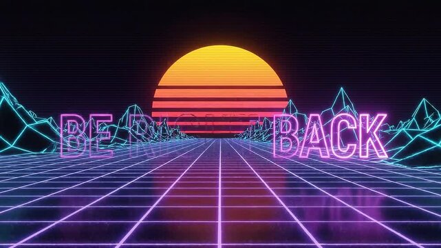 Retro Arcade Neon Grid 'Be Right Back' Screen