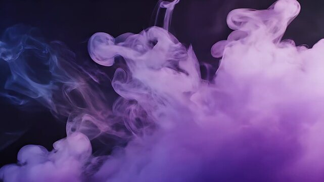 Abstract image of swirling purple smoke against a dark background, creating dynamic shapes