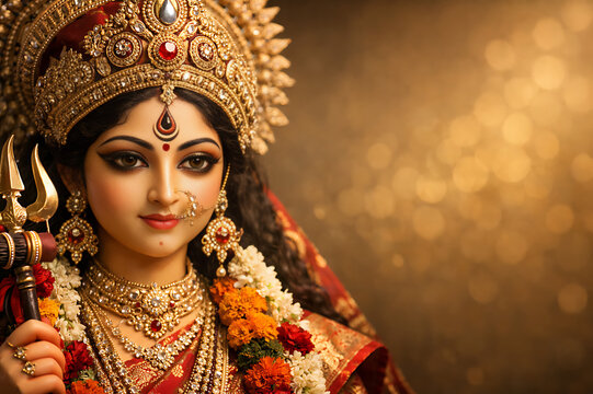 Divine Goddess Durga Mata Portrait for Chaitra Navratri Festival Garba Dandiya Navratrarambh Celebration
