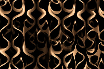 Naklejka na ściany i meble Abstract Y2K tribal pattern with chrome flame shapes and metallic texture on dark seamless background
