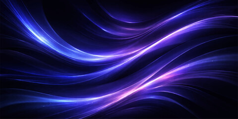 Fototapeta premium Abstract blue fractal background featuring flowing light waves and purple energy lines in a digital motion design pattern