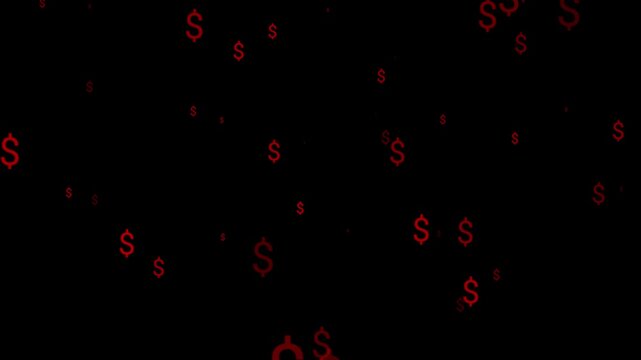 A black background displays scattered red dollar signs representing wealth