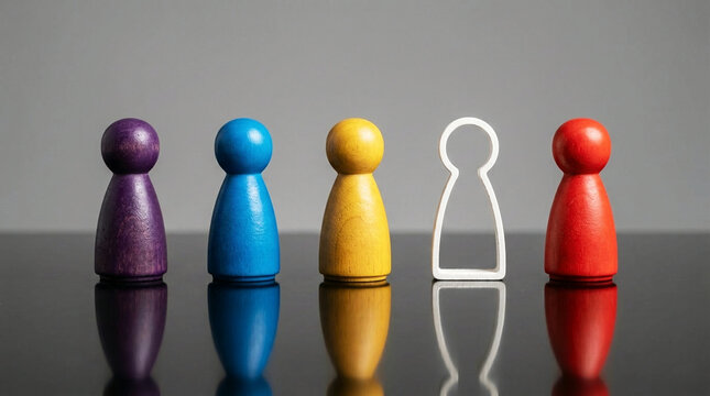 Diverse team with missing person, representing vacancy, recruitment, inclusion, and absence from group