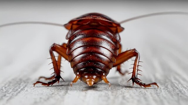 Cockroach Closeup on White Surface.