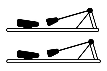 A vector illustration of two people rowing in separate boats on calm water © Unnati