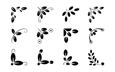 Fototapeta premium A collection of elegant black and white floral vector designs arranged in a grid pattern