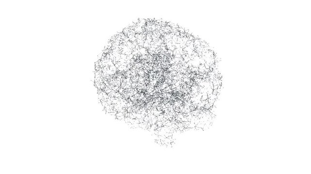 Artificial Intelligence Brain Network - 3d animation on white background 4K seamless loop