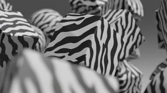 Abstract Zebra Pattern Geometric Shapes Floating Motion Graphics.