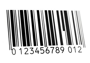 A close-up view of a barcode with the numbers 0123456789012