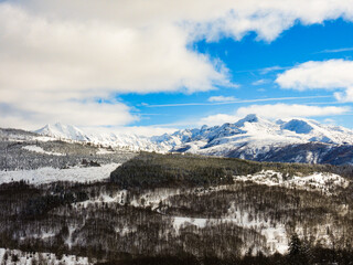 snow covered mountains