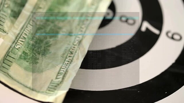 Animation of data processing over banknotes