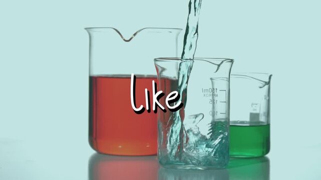 Animation of like text over beakers with liquid