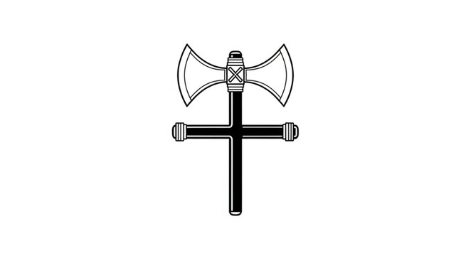 Symbolic Labrys and Cross - A Fusion of Ancient and Religious Motifs.