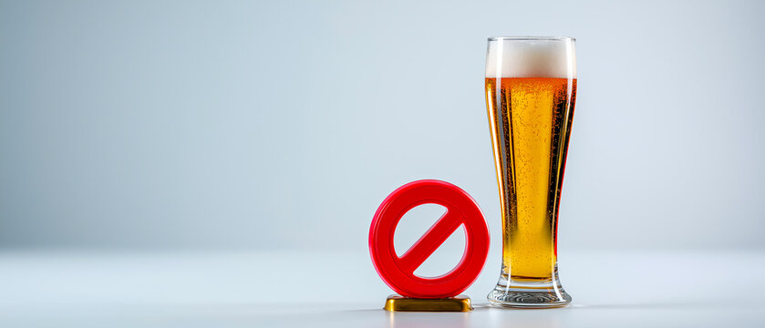 ビールと禁止マークで表す飲酒禁止コンセプト