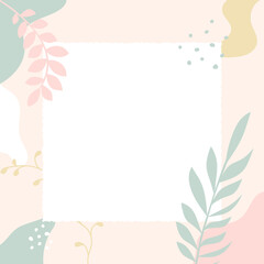 Obraz premium Pastel Botanical Square Background – Spring Color Social Media Layout with Copy Space