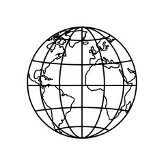 A black and white image of the earth isolated on transparent background