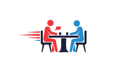 Fototapeta premium Business Meeting at Table with Speed Lines Icon