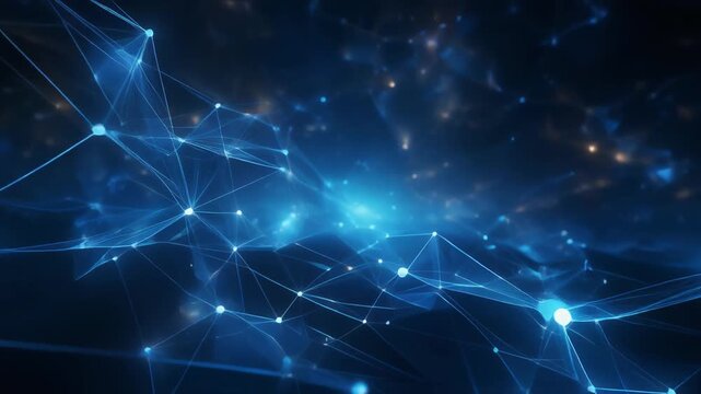 Abstract wave as smart grid background with blurred effect and RGB colors split. Plexus lines and dots in loop for Internet network connection wallpaper and big data transfer. Cyber space tech concept
