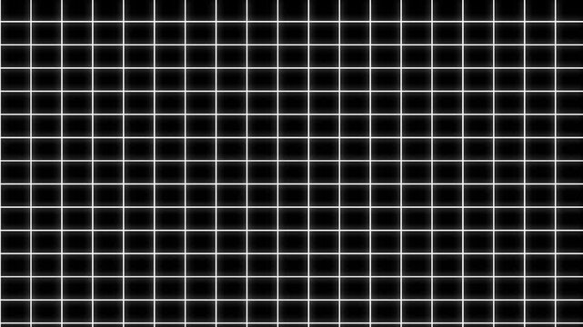 A grid pattern of dark and light squares creates an abstract background
