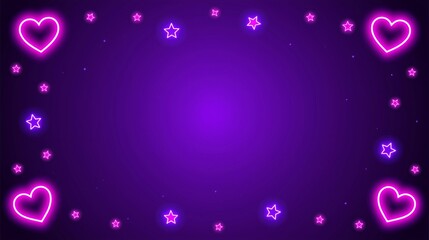 보라 네온 하트 별 키치 패턴 배경