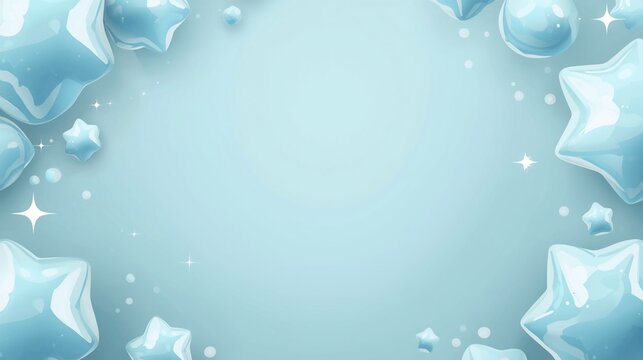 블루 글로시 별 버블 키치 배경