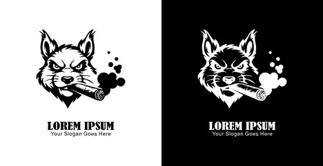 Obraz premium Logo design in the shape of a squirrel's head smoking a cigar