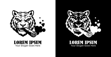 The logo design is in the shape of a tiger's head smoking a cigar © Yohanes