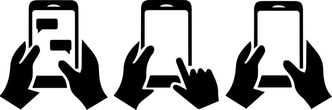 smartphone hand gestures icon set for mobile app usage and touch screen interface isolated on transparent background