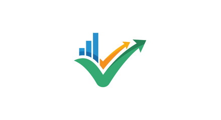 Financial growth logo with rising bar chart and checkmark icon © jaka-Stock
