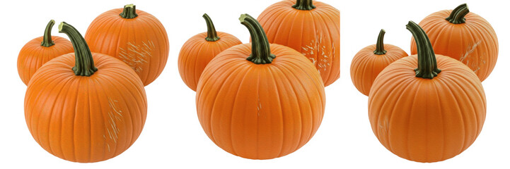 Obraz premium Ripe orange pumpkins isolated on white background