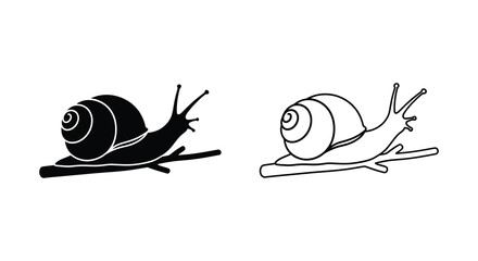 Two snail illustrations one black and one white presented as a silhouette © Rina