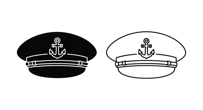 Two captain s hats one solid black and one outline a distinct silhouette