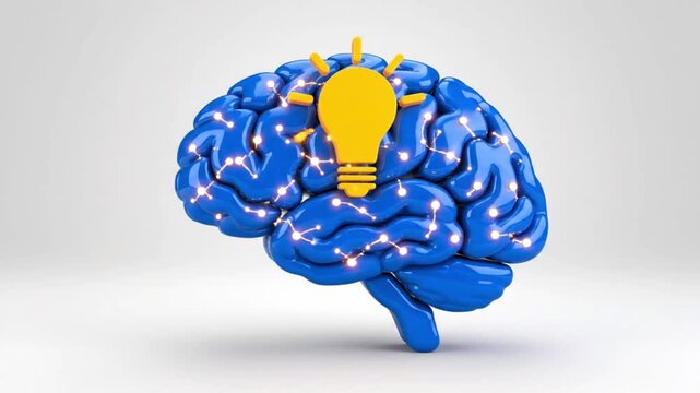 Illuminated abstract representation of a conceptual brain symbolizing creative thought processes and neurological breakthroughs in science