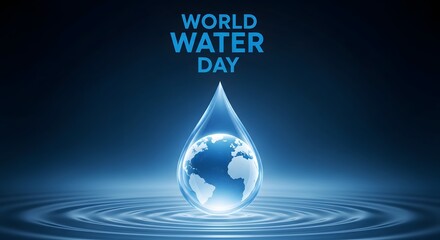 Fototapeta premium World water day awareness image with globe inside a water droplet
