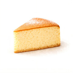 ふわふわスフレチーズケーキ　水彩画風　白背景